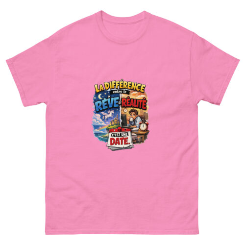 T-Shirt Homme Drôle La Différence en le Rêve et la Réalité – Image 10