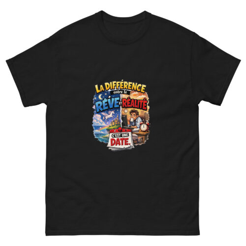 T-Shirt Homme Drôle La Différence en le Rêve et la Réalité – Image 4
