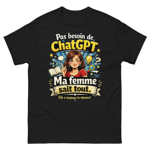T-Shirt Homme Drôle Ma Femme Sait Tout – Image 3