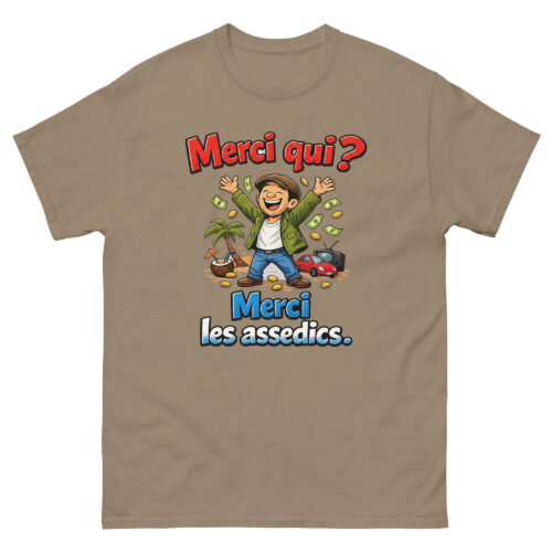 T-shirt Humour Homme Merci qui, merci les assedics – Image 6