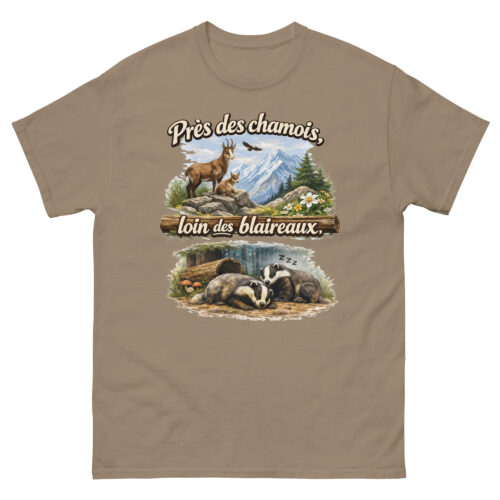 T-shirt Homme Drôle Loin des Blaireaux près des chamois – Image 7