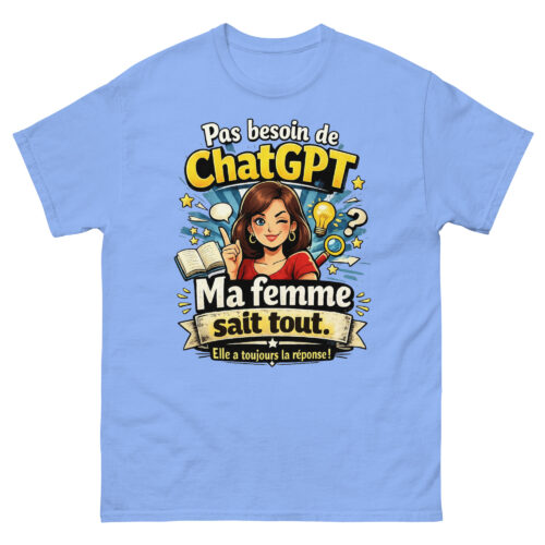 T-Shirt Homme Drôle Ma Femme Sait Tout – Image 17