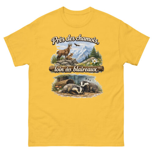 T-shirt Homme Drôle Loin des Blaireaux près des chamois – Image 12