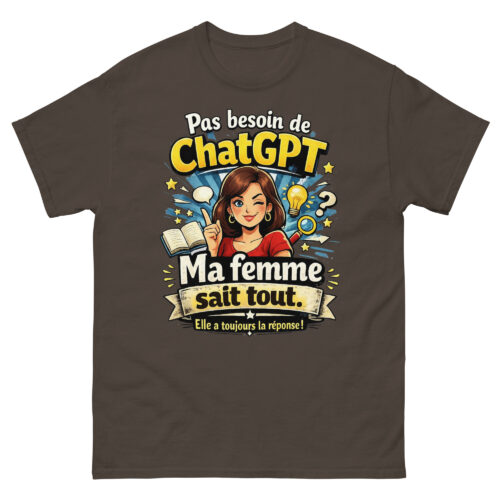 T-Shirt Homme Drôle Ma Femme Sait Tout – Image 5