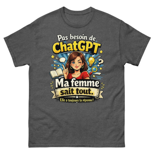 T-Shirt Homme Drôle Ma Femme Sait Tout – Image 9