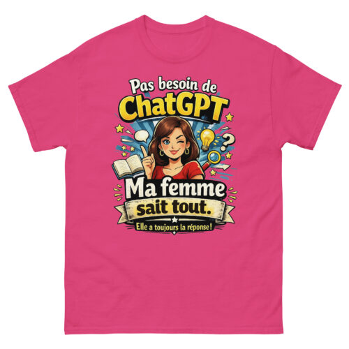 T-Shirt Homme Drôle Ma Femme Sait Tout – Image 11