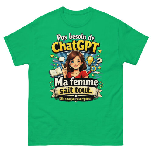 T-Shirt Homme Drôle Ma Femme Sait Tout – Image 13