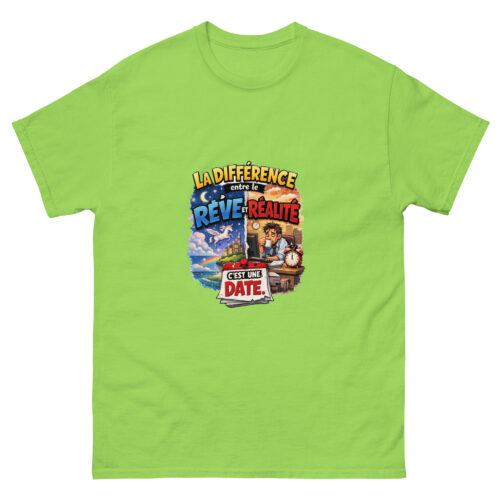 T-Shirt Homme Drôle La Différence en le Rêve et la Réalité – Image 11