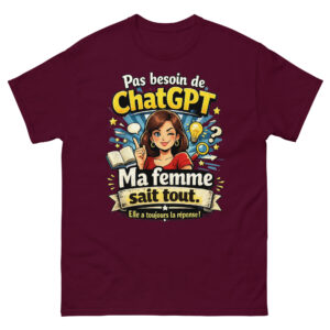 T-Shirt Homme Drôle Ma Femme Sait Tout
