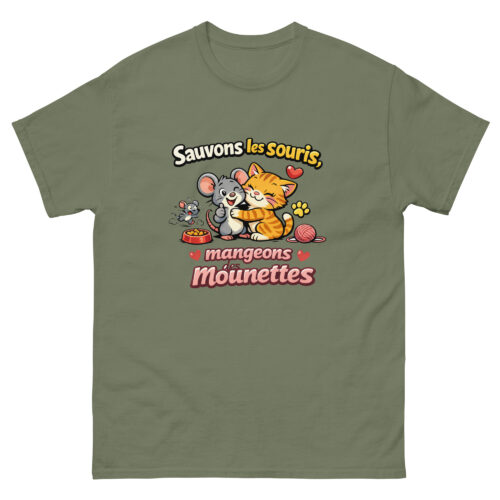 T-shirt Homme Drôle Sauvons les souris Mangeons des Mounettes – Image 8
