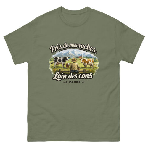 T-shirt Homme Drôle Près de mes vaches, loin des cons – Image 6
