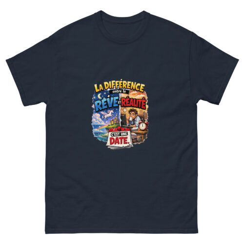 T-Shirt Homme Drôle La Différence en le Rêve et la Réalité – Image 5
