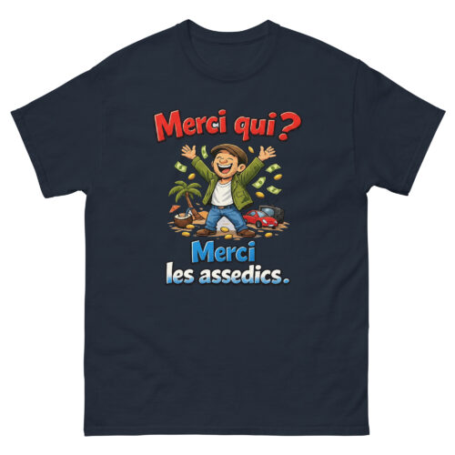 T-shirt Humour Homme Merci qui, merci les assedics – Image 2