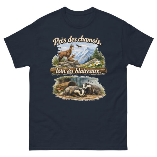 T-shirt Homme Drôle Loin des Blaireaux près des chamois – Image 2