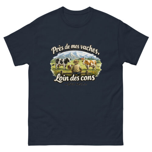 T-shirt Homme Drôle Près de mes vaches, loin des cons – Image 2