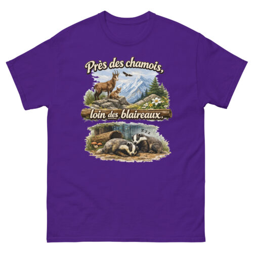 T-shirt Homme Drôle Loin des Blaireaux près des chamois – Image 3