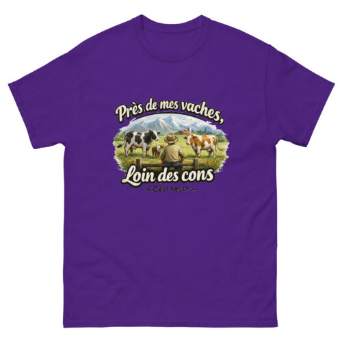 T-shirt Homme Drôle Près de mes vaches, loin des cons – Image 3