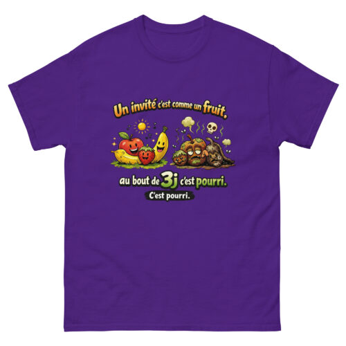 T-shirt Home Drôle Un invité c'est comme les fruits, au bout de 3j c'est pourri – Image 4