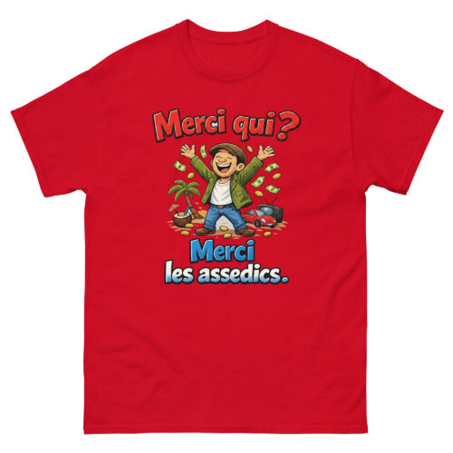 T-shirt Humour Homme Merci qui, merci les assedics – Image 3