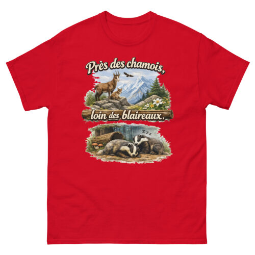 T-shirt Homme Drôle Loin des Blaireaux près des chamois – Image 4