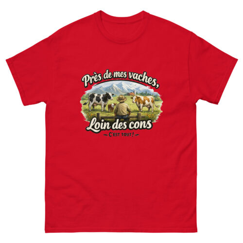 T-shirt Homme Drôle Près de mes vaches, loin des cons – Image 4