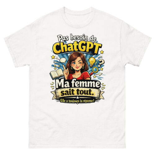 T-Shirt Homme Drôle Ma Femme Sait Tout – Image 21