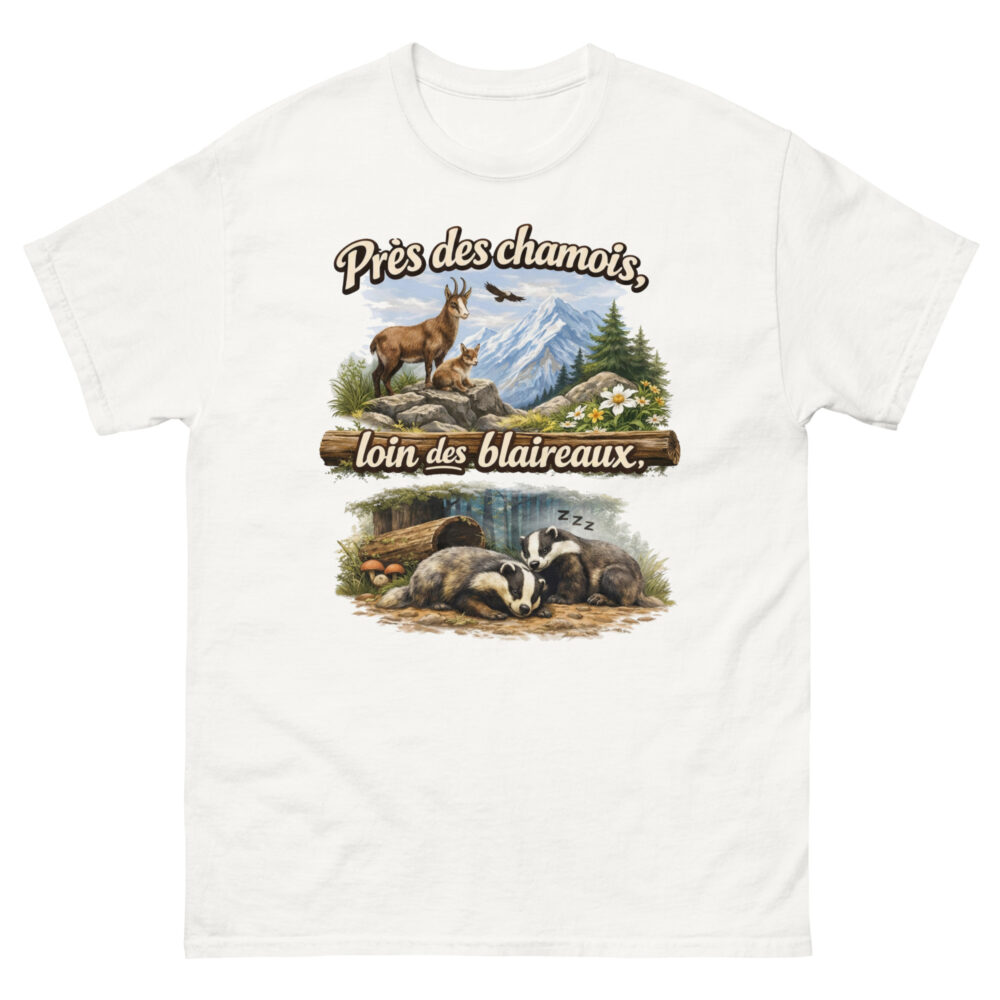 T-shirt Homme Drôle Loin des Blaireaux près des chamois