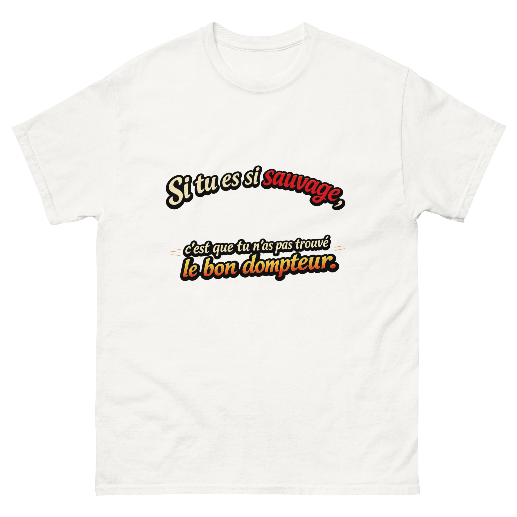 T-shirt Drôle Homme Si tu es si Sauvage c'est que tu n'as pas trouvé le bon Dompteur