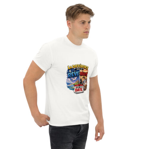 T-Shirt Homme Drôle La Différence en le Rêve et la Réalité – Image 2